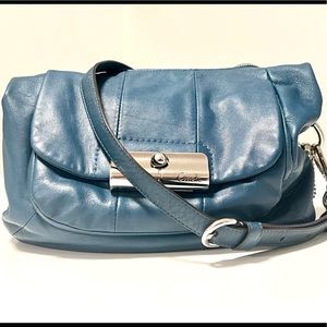 Coach Leather Kristin hobo with shoulder strap in Mediterranean teal/blue.